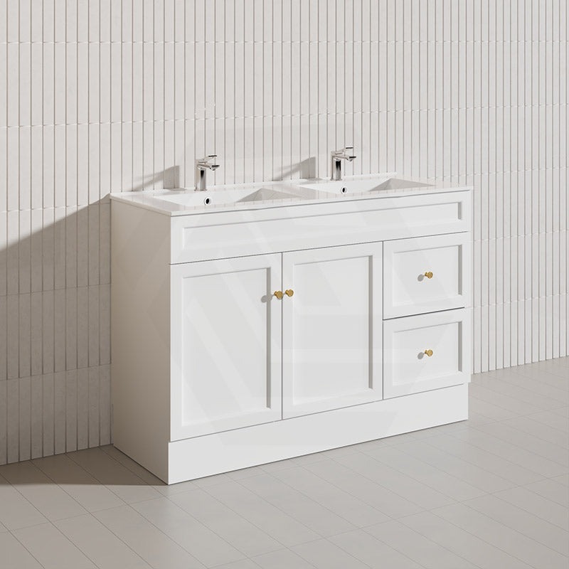 1200mm Lukka Harold Federation Matt White/Black PVC Freestanding Vanity with Legs/Kickboard