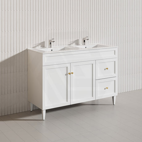 1200mm Lukka Harold Federation Matt White/Black PVC Freestanding Vanity with Legs/Kickboard