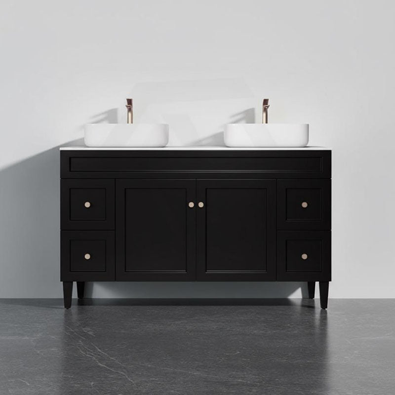 1500mm Lukka Harold Federation Matt White/Black PVC Freestanding Vanity with Legs/Kickboard