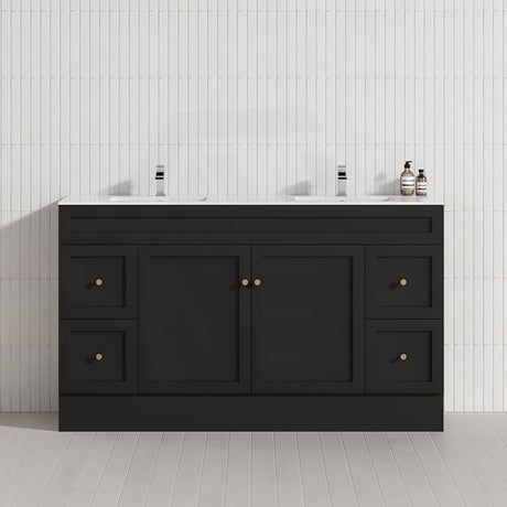 Lukka Harold Federation 600-1500mm Matt White/Black PVC Freestanding Vanity with Kickboard