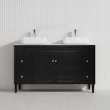 1500mm Lukka Harold Federation Matt White/Black PVC Freestanding Vanity with Legs/Kickboard