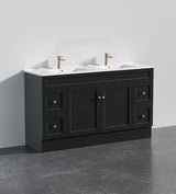 Lukka Harold Federation 600-1500mm Matt White/Black PVC Freestanding Vanity with Kickboard