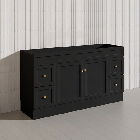 1500mm Lukka Harold Federation Matt White/Black PVC Freestanding Vanity with Legs/Kickboard