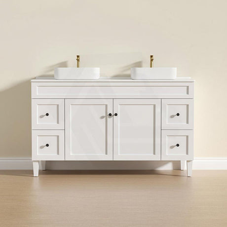 1500mm Lukka Harold Federation Matt White/Black PVC Freestanding Vanity with Legs/Kickboard