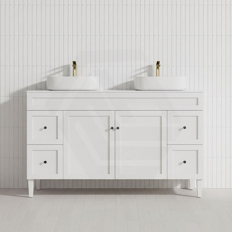 1500mm Lukka Harold Federation Matt White/Black PVC Freestanding Vanity with Legs/Kickboard