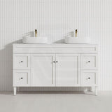 1500mm Lukka Harold Federation Matt White/Black PVC Freestanding Vanity with Legs/Kickboard