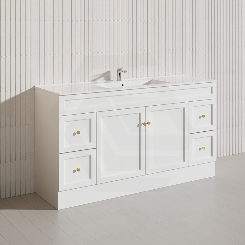1500mm Lukka Harold Federation Matt White/Black PVC Freestanding Vanity with Legs/Kickboard