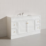 1500mm Lukka Harold Federation Matt White/Black PVC Freestanding Vanity with Legs/Kickboard