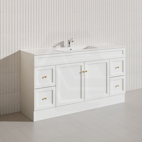1500mm Lukka Harold Federation Matt White/Black PVC Freestanding Vanity with Legs/Kickboard