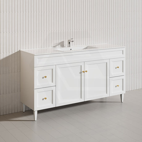 1500mm Lukka Harold Federation Matt White/Black PVC Freestanding Vanity with Legs/Kickboard