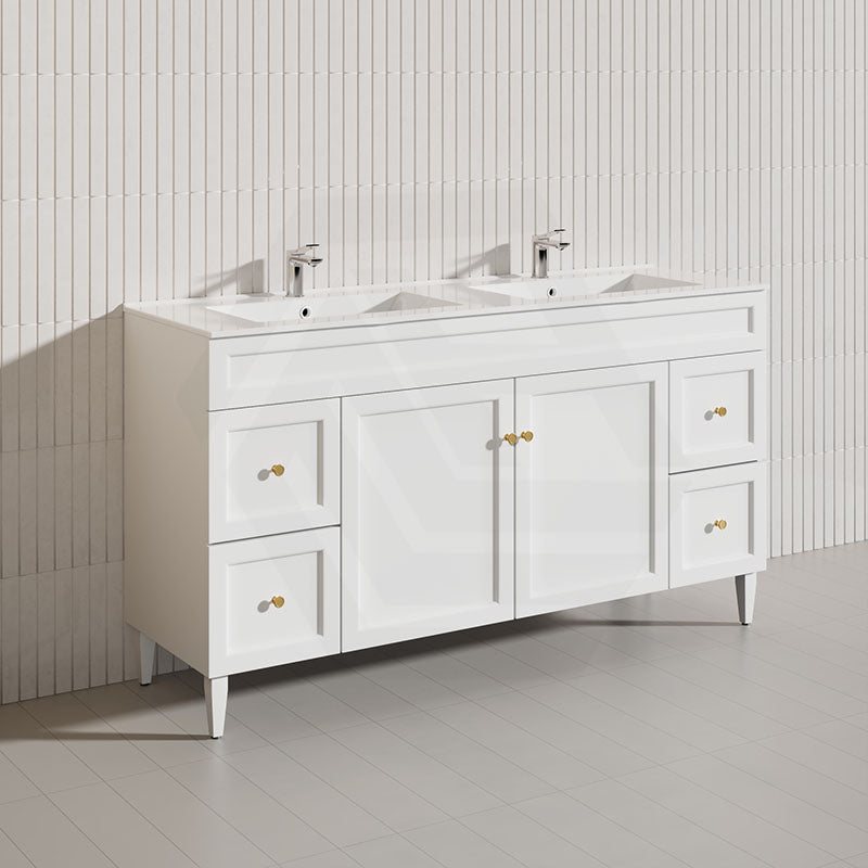 1500mm Lukka Harold Federation Matt White/Black PVC Freestanding Vanity with Legs/Kickboard