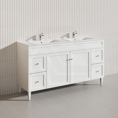 1500mm Lukka Harold Federation Matt White/Black PVC Freestanding Vanity with Legs/Kickboard