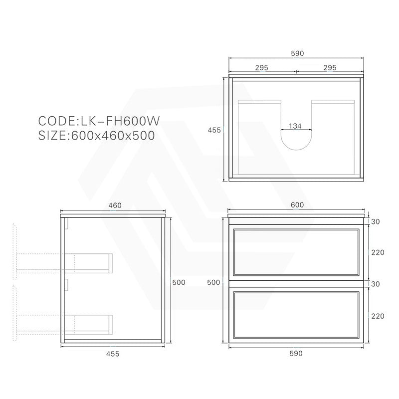Lukka 600-1500mm New Hamilton Federation Slim Wall Hung PVC Vanity Variant Colour Available