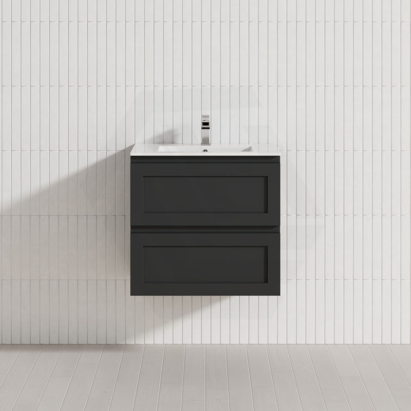 Lukka 600mm Hamilton Wall Hung PVC Vanity Cabinet ONLY Matt Black
