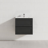 Lukka 600mm Hamilton Wall Hung PVC Vanity Cabinet ONLY Matt Black
