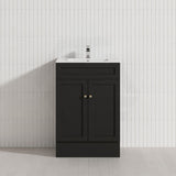 600mm Lukka Harold Federation Matt White/Black PVC Freestanding Vanity with Legs/Kickboard