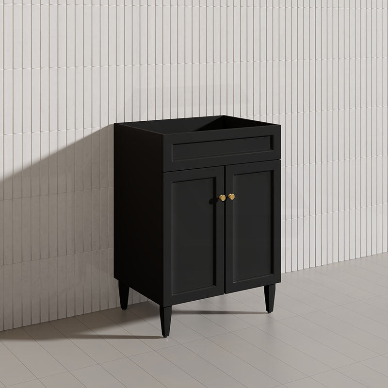 600mm Lukka Harold Federation Matt White/Black PVC Freestanding Vanity with Legs/Kickboard