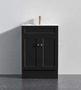 Lukka Harold Federation 600-1500mm Matt White/Black PVC Freestanding Vanity with Kickboard