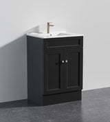 Lukka Harold Federation 600-1500mm Matt White/Black PVC Freestanding Vanity with Kickboard