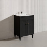 600mm Lukka Harold Federation Matt White/Black PVC Freestanding Vanity with Legs/Kickboard