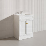 600mm Lukka Harold Federation Matt White/Black PVC Freestanding Vanity with Legs/Kickboard