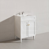 600mm Lukka Harold Federation Matt White/Black PVC Freestanding Vanity with Legs/Kickboard