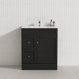 750mm Lukka Harold Federation Matt White/Black PVC Freestanding Vanity with Legs/Kickboard