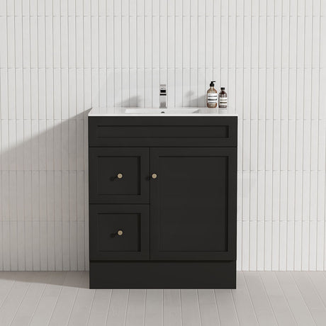 Lukka Harold Federation 600-1500mm Matt White/Black PVC Freestanding Vanity with Kickboard