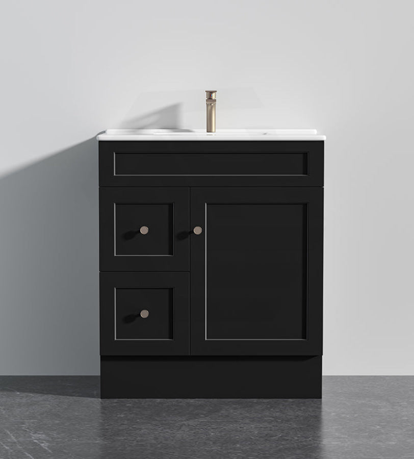 Lukka Harold Federation 600-1500mm Matt White/Black PVC Freestanding Vanity with Kickboard