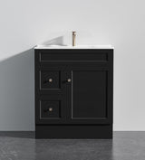 Lukka Harold Federation 600-1500mm Matt White/Black PVC Freestanding Vanity with Kickboard