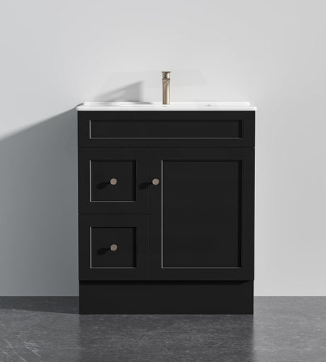 Lukka Harold Federation 600-1500mm Matt White/Black PVC Freestanding Vanity with Kickboard