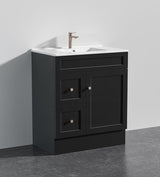Lukka Harold Federation 600-1500mm Matt White/Black PVC Freestanding Vanity with Kickboard