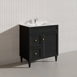 750mm Lukka Harold Federation Matt White/Black PVC Freestanding Vanity with Legs/Kickboard