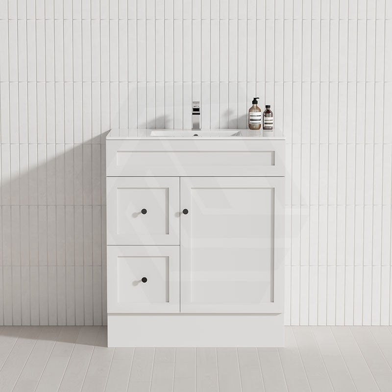 750mm Lukka Harold Federation Matt White/Black PVC Freestanding Vanity with Legs/Kickboard