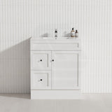 750mm Lukka Harold Federation Matt White/Black PVC Freestanding Vanity with Legs/Kickboard