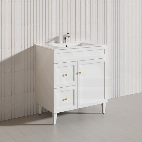 750mm Lukka Harold Federation Matt White/Black PVC Freestanding Vanity with Legs/Kickboard