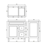 Lukka Harold Federation 600-1500mm Matt Black/White PVC Freestanding Vanity with Legs