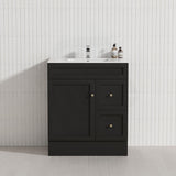 750mm Lukka Harold Federation Matt White/Black PVC Freestanding Vanity with Legs/Kickboard