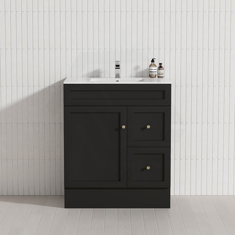 Lukka Harold Federation 600-1500mm Matt White/Black PVC Freestanding Vanity with Kickboard
