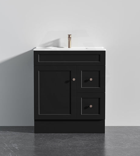 Lukka Harold Federation 600-1500mm Matt White/Black PVC Freestanding Vanity with Kickboard