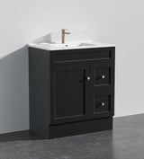 Lukka Harold Federation 600-1500mm Matt White/Black PVC Freestanding Vanity with Kickboard