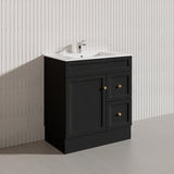 750mm Lukka Harold Federation Matt White/Black PVC Freestanding Vanity with Legs/Kickboard