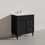 750mm Lukka Harold Federation Matt White/Black PVC Freestanding Vanity with Legs/Kickboard