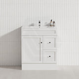 750mm Lukka Harold Federation Matt White/Black PVC Freestanding Vanity with Legs/Kickboard