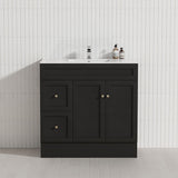 900mm Lukka Harold Federation Matt White/Black PVC Freestanding Vanity with Legs/Kickboard
