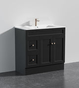 Lukka Harold Federation 600-1500mm Matt White/Black PVC Freestanding Vanity with Kickboard
