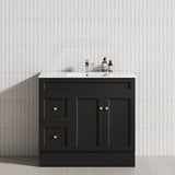 Lukka Harold Federation 600-1500mm Matt White/Black PVC Freestanding Vanity with Kickboard