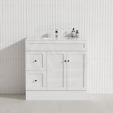 900mm Lukka Harold Federation Matt White/Black PVC Freestanding Vanity with Legs/Kickboard