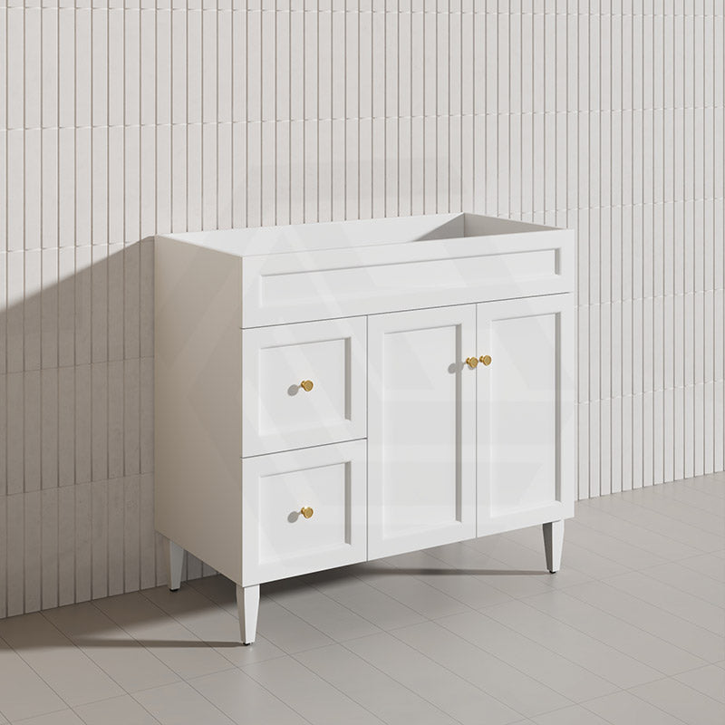 900mm Lukka Harold Federation Matt White/Black PVC Freestanding Vanity with Legs/Kickboard