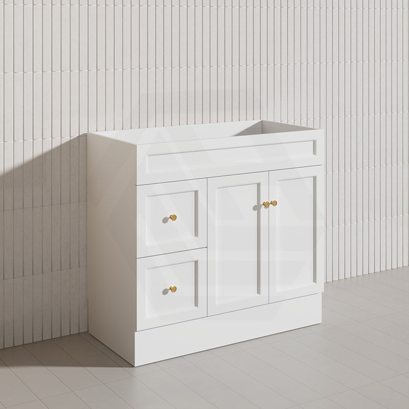 900mm Lukka Harold Federation Matt White/Black PVC Freestanding Vanity with Legs/Kickboard